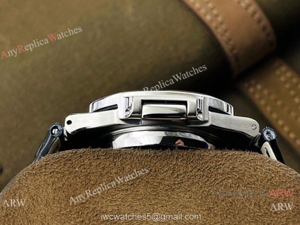 (PF Factory) Swiss Replica Patek Philippe Nautilus Moonphase Watch Black Dial Black Leather Strap 4