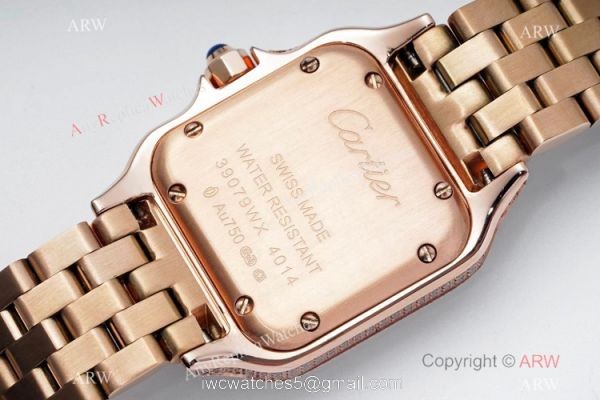 AC Factory Swiss Copy Panthere De Cartier Watch 27mm Rose Gold Full Diamonds 4