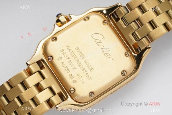 AC Factory Swiss Copy Panthere De Cartier Watch 27mm Yellow Gold Diamond 4