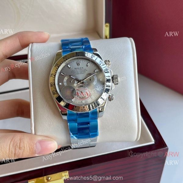 Clone Rolex Daytona 43mm SilverGray Dial Stainless Steel Watch 4