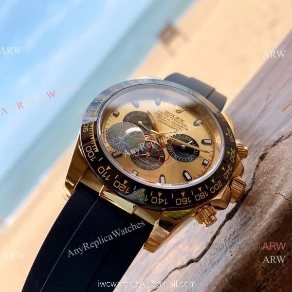 Knockoff Rolex Daytona Watch 43mm Yellow Gold Oysterflex Strap 4
