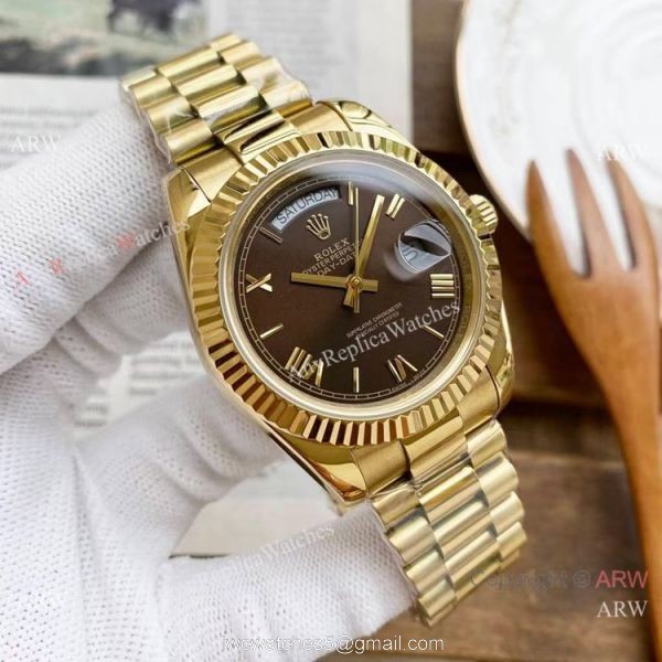 Copy Rolex DayDate Watches Yellow Gold President Gray Dial 40mm 4