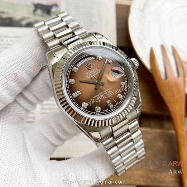 Replica Rolex Day Date President 40mm Watches Red Diamond Dial 4