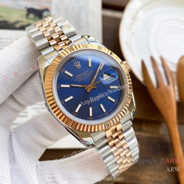 Best Replica Rolex DateJust Men Watches Two Tone Rose Gold White Face 40mm 4
