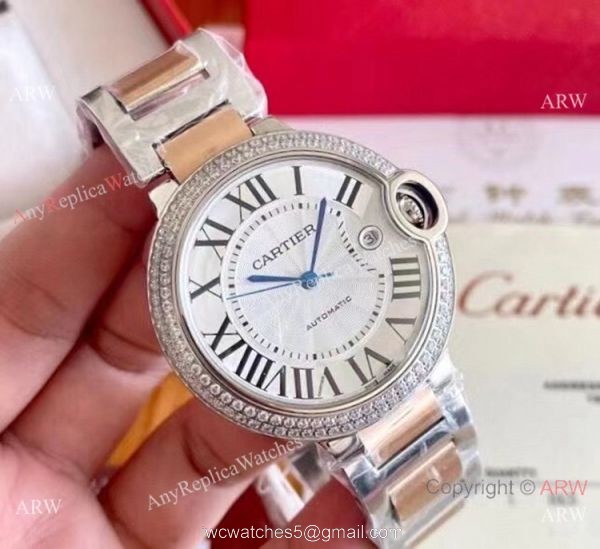 Clone Cartier Ballon Bleu Automatic Movement Watch 2-Tone Rose Gold Diamond 4