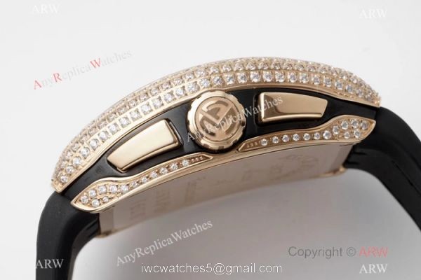 Swiss Grade One Copy Franck Muller Vanguard Yachting V45 Seagull 7750 Watch Rose Gold Diamond Case 4