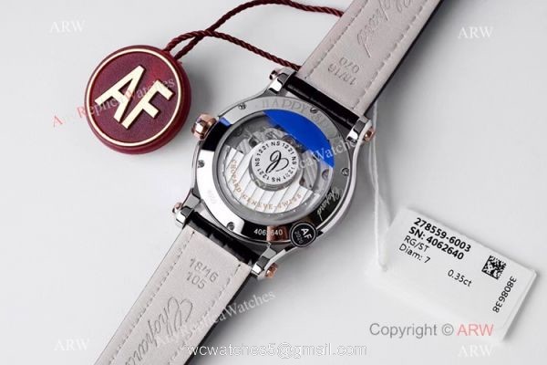 AF Factory Chopard Happy Sport 36mm Watch Black Leather Strap 4
