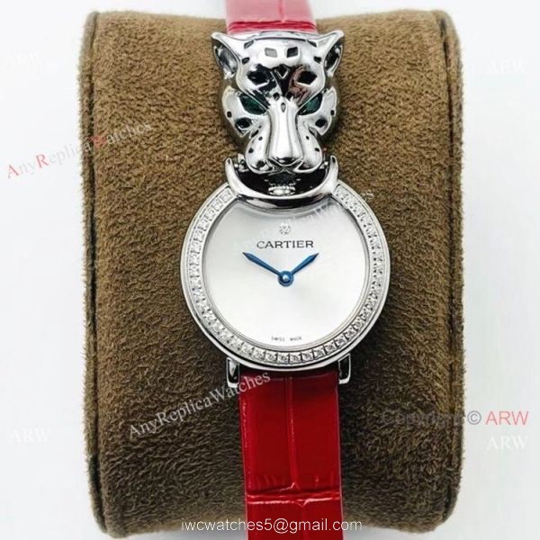 New! Copy Cartier Panthere De Silver Diamond Watches Swiss Quartz movement 4
