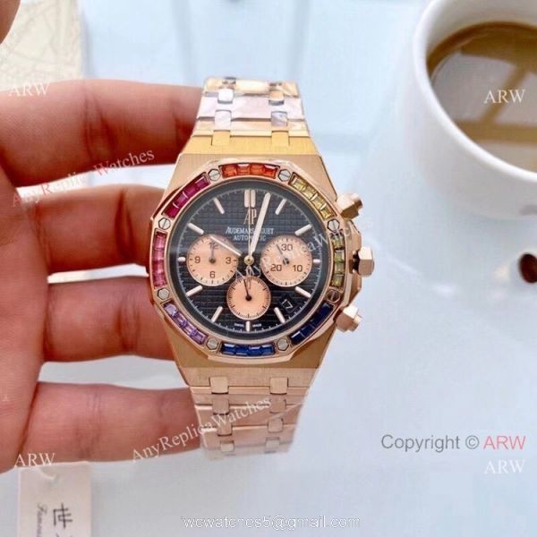 Replica Audemars Piguet Royal Oak Rainbow Watches Rose Gold 4