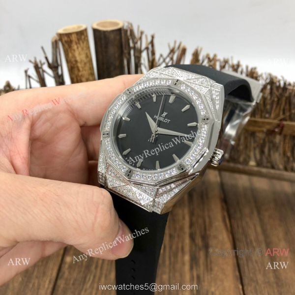Swiss Quality Copy Hublot Big Bang Sang Bleu SS Diamond Watches Citizen Automatic 4