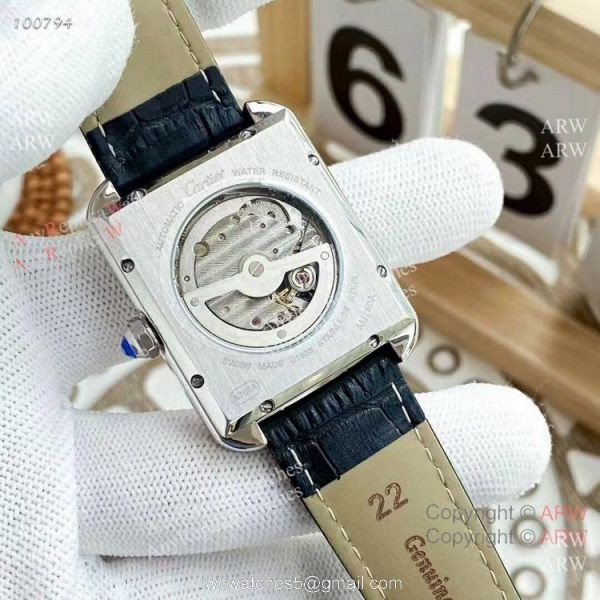 Replica Cartier Tank Moonphase Watches Leather Strap 4