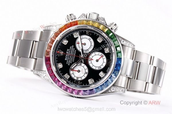 BL Factory Replica Rolex Daytona Rainbow Stainless Steel Watch Cal.4130 40mm 4