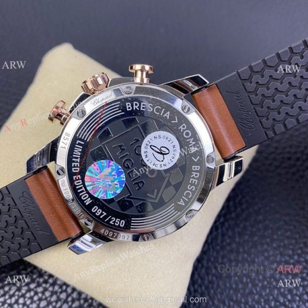 Swiss Grade One Chopard Mille Miglia GTS Azzurro Chrono Watch Rose Gold Crown 4