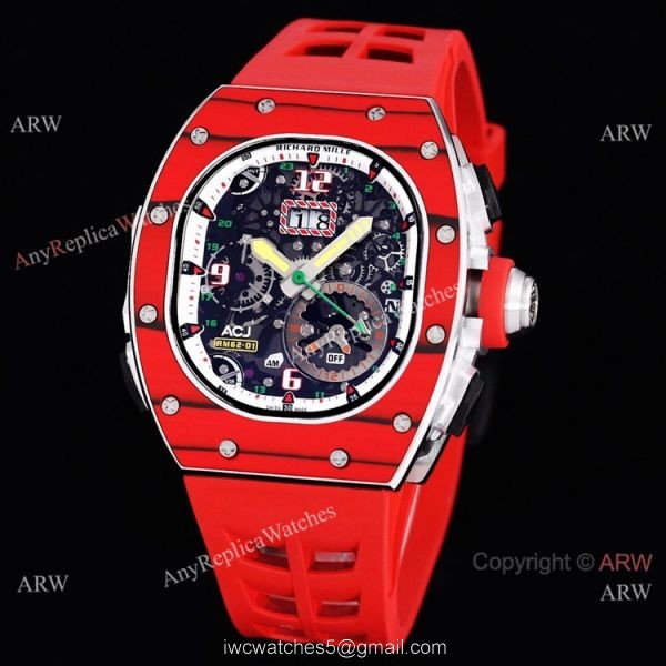 Red Richard Mille Tourbillon Watch Rm 62-01 High End Replica For Men 4
