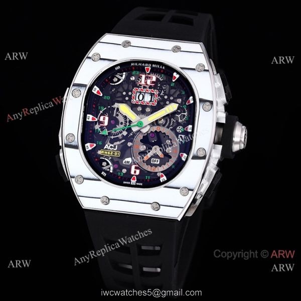 Replica Richard Mille RM 62-01 Tourbillon Watch Yellow Rubber Band Strap 4
