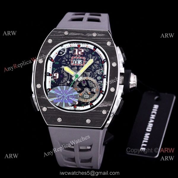 White Rubber Band Richard Mille 62-01 Tourbillon Vibrating Alarm ACJ Replica Watch 4