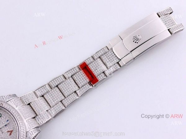 Fully Iced Out Rolex Datejust 126334 Black Dial Oyster Bracelet Replica Watches 4