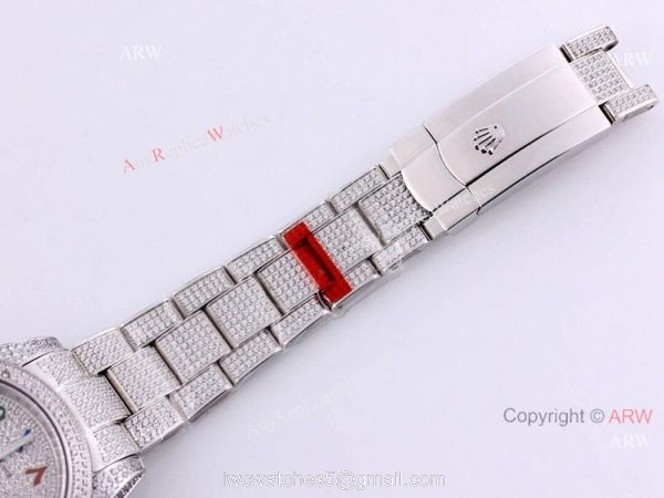 Diamond Rolex Datejust Blue Dial Roman Numerals Automatic Watch Best Replica 4