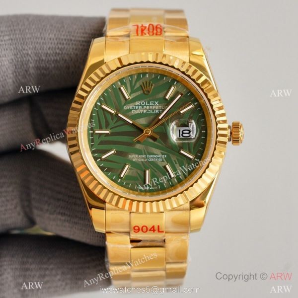 Swiss Quality Rolex Oyster Perpetual Datejust 41mm Watch All Gold Palm Face 4