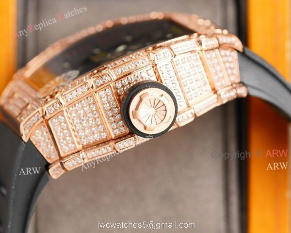 (RM Factory) Rose Gold Richard Mille RM35-01 Replica Watch With Diamonds 4