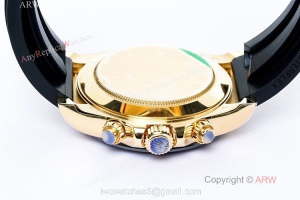 (EW) Swiss Copy Rolex Cosmograph Daytona EWF 7750 Black Diamond Dial Oysterflex Rubber 40mm 4
