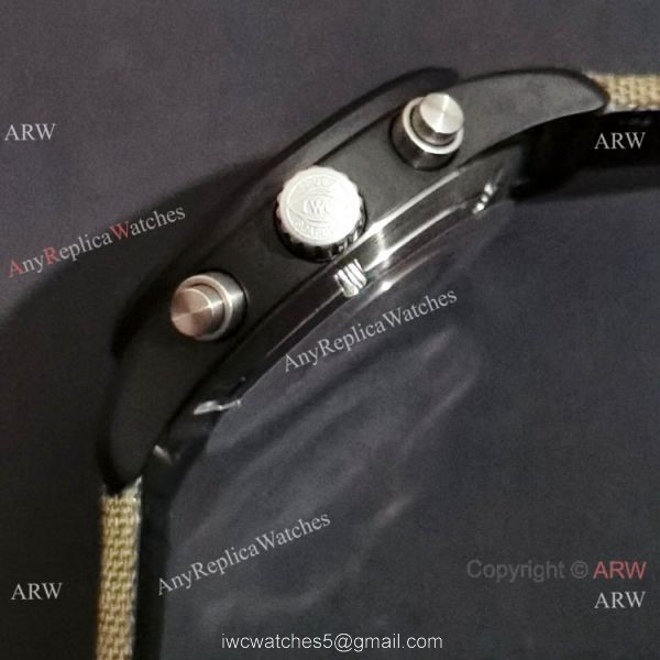 New Clone IWC Pilots Quartz Green fabric Leather Strap Watch 4