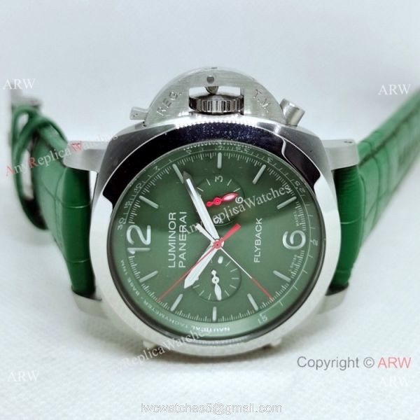 New Panerai Luminor Chrono Flyback Verde Militare PAM01296 Watch Green Dial 4