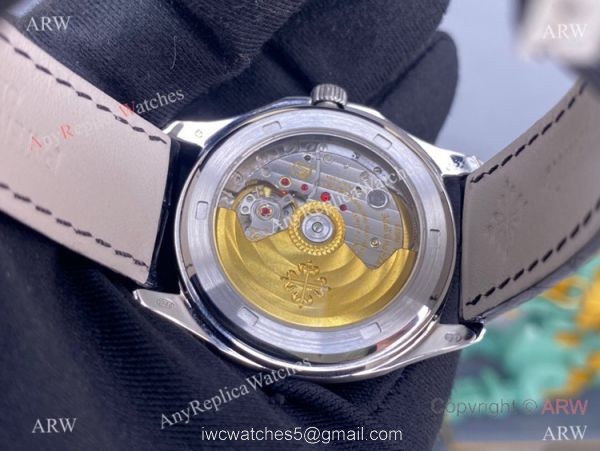 PPF Swiss Patek Philippe Aquanaut Lady Black Leather Strap Copy Watch 4