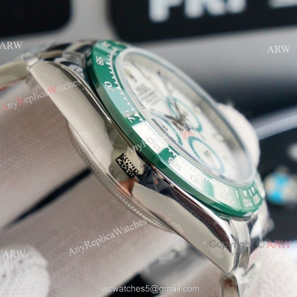 Swiss Grade One Replica Rolex Cosmograph Daytona ETA7750 Watch White and Green 4