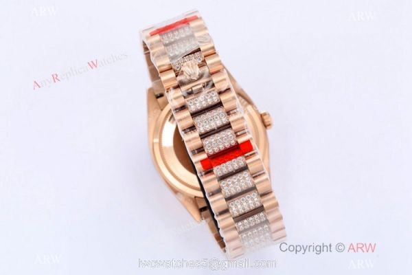(EW) 1-1 Super Clone Rolex Day-Date Diamond 36mm White MOP Dial Watch with 3255 Movement 4