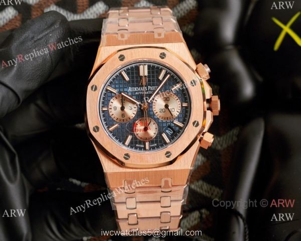 Knockoff Audemars Piguet Royal Oak Rose Gold Chronograph White Dial Watches 42mm 4