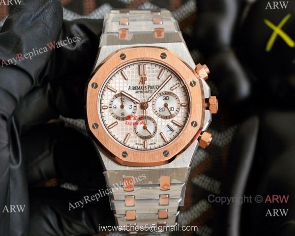 Knockoff Audemars Piguet Royal Oak 42mm Watch 2-Tone Rose Gold Chronograph 4