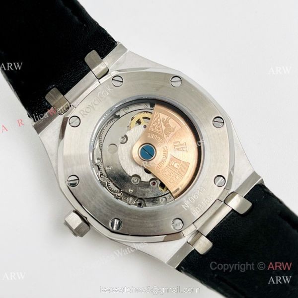 Best Quality Audemars Piguet Royal Oak Autoamtic Watch Black Leather Strap 4