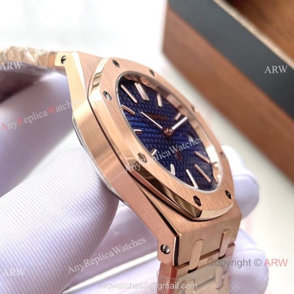 Copy Audemars Piguet Royal Oak Jumbo QUARTZ Watch Rose Gold White Dial 4