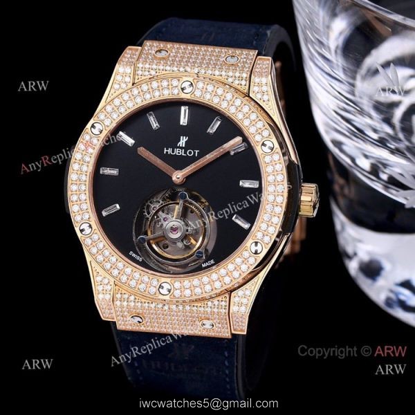 Iced Out Hublot Classic Fusion Diamond Watch 42mm Hublot Tourbillon Watch Replica 4