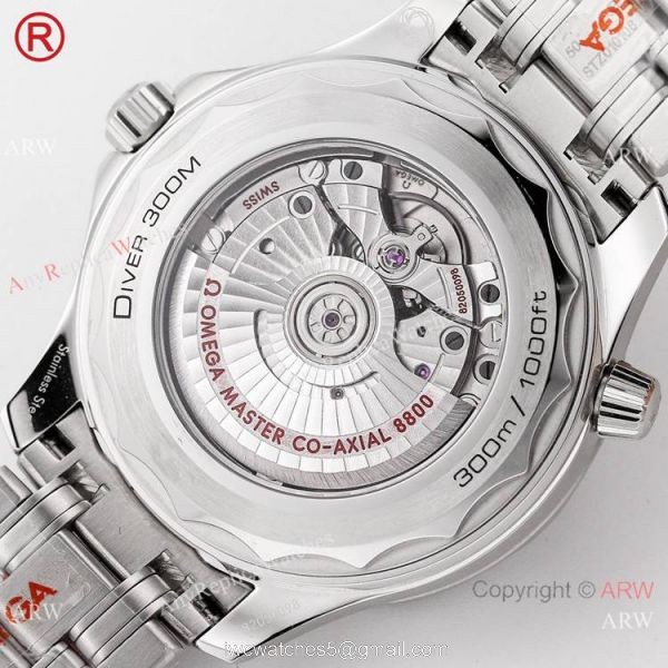 2021 NEW Grade A Replica Omega Seamaster 300m Diver Blue Dial OR Calibre 8800 Watch 42mm 4