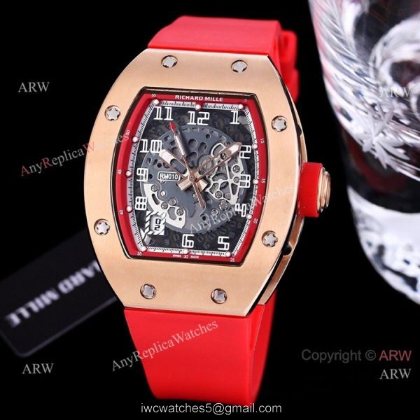 High Quality Replica Skeleton Richard Mille RM010 Rose Gold Automatic Watch For Men 4