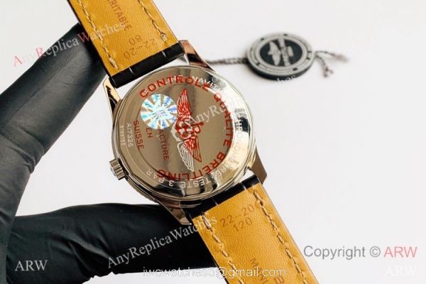 V7 Factory Swiss Breitling Navitimer 1 Black Leather Strap Watch SW200 Movement 4