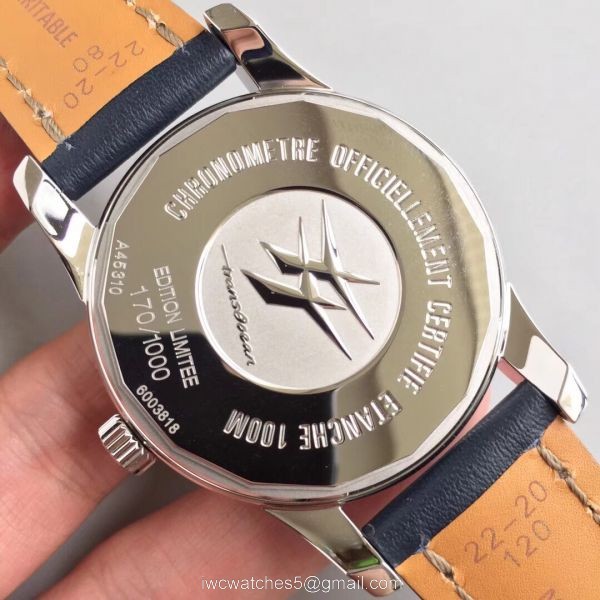 Swiss Grade Copy Breitling Transocean Day Date V7 Factory Watch Blue Dial Blue Leather Strap 4