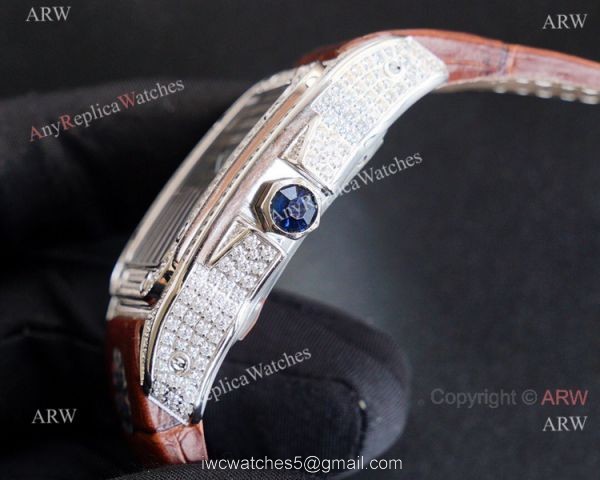 High Quality Fake Cartier Santos Iced Out Replica Watches For Men 4