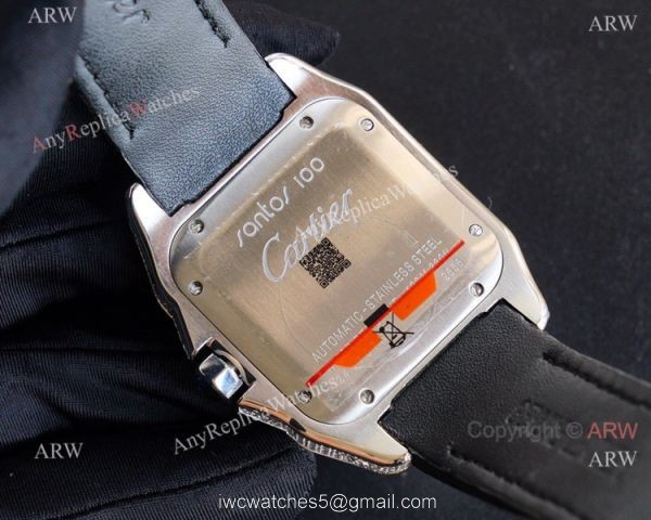 Iced Out Cartier Santos 100 Automatic Watch For Men Best Replica For Sale 4