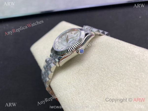 Swiss Replica Rolex Datejust WF Silver Diamond Watch 31mm Midsize 4