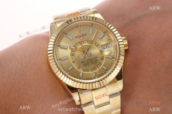 Super Clone AI Factory Rolex Sky Dweller 42mm 326938 Champagne Watch 4