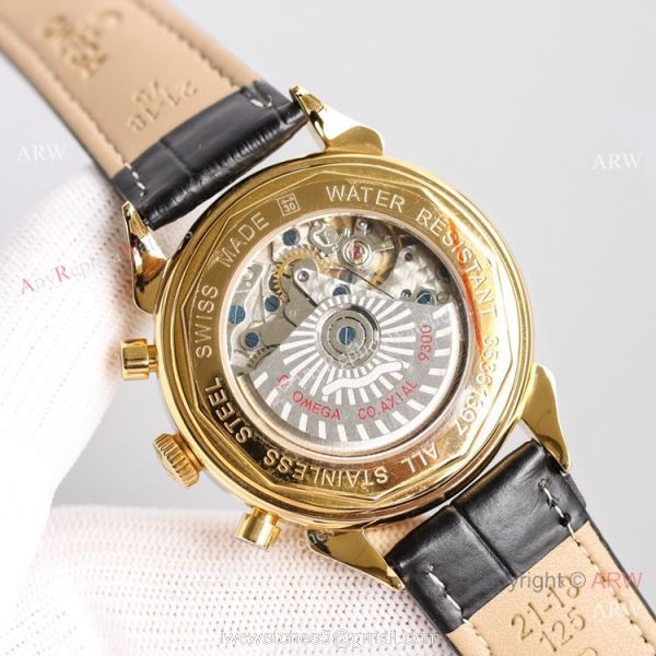 JH Swiss Copy Omega Speedmaster 7750 Chronograph Watch Yellow Gold 4