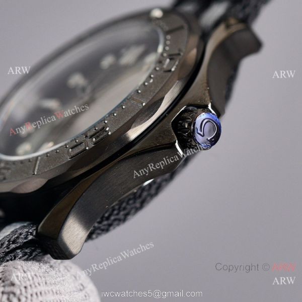 New 2021 Watch Swiss Replica Omega Black Seamaster Diver 300m Nato Strap 4