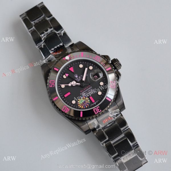 Swiss Copy Rolex Blaken Submariner 2836 Watch Red Markers 40mm 4