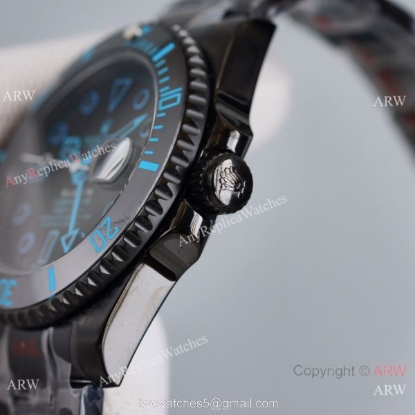 Swiss Copy Rolex Blaken Submariner Watch Blue Markers 40mm 4