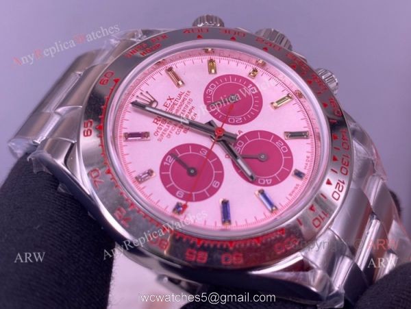 Best Noob Rolex Daytona Pink Dial Stainless Steel Watch 4130 Replica 4