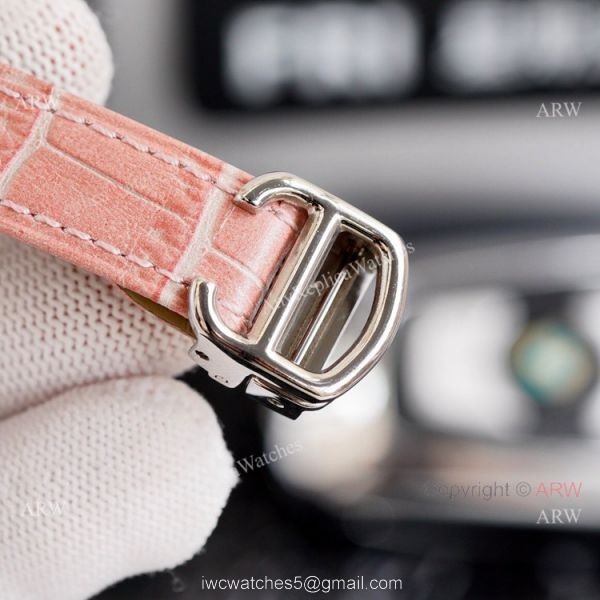 New Cartier Ballon Bleu 33mm With Diamonds Bezel Pink MOP Dial Pink Leather Strap Copy Watch 4