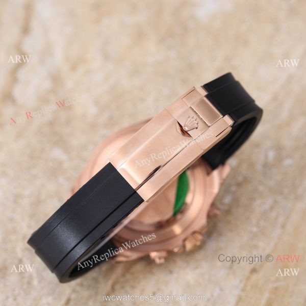 New 2021! AAA Replica Rolex Daytona 40 Watch Rose Gold Meteorite Face Oysterflex Strap 4